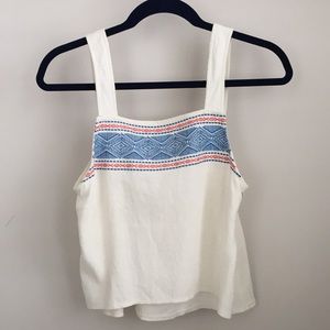 White embroidered crop top